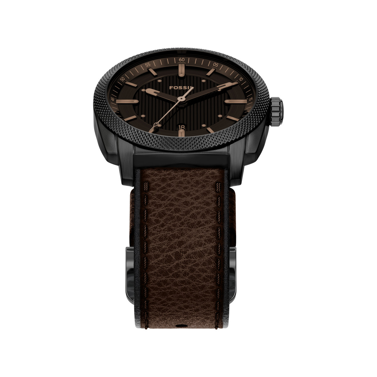 Montre FOSSIL machine homme bracelet cuir marron - vue 4