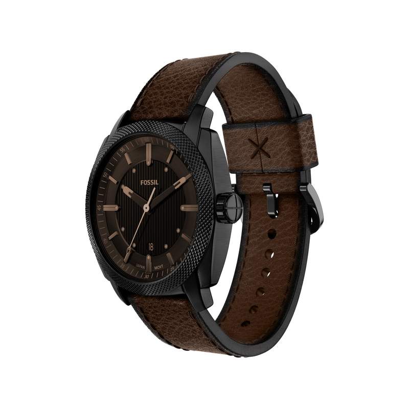 Montre FOSSIL machine homme bracelet cuir marron - vue D5