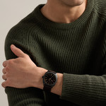 Montre FOSSIL machine homme bracelet cuir marron - vue porté 1