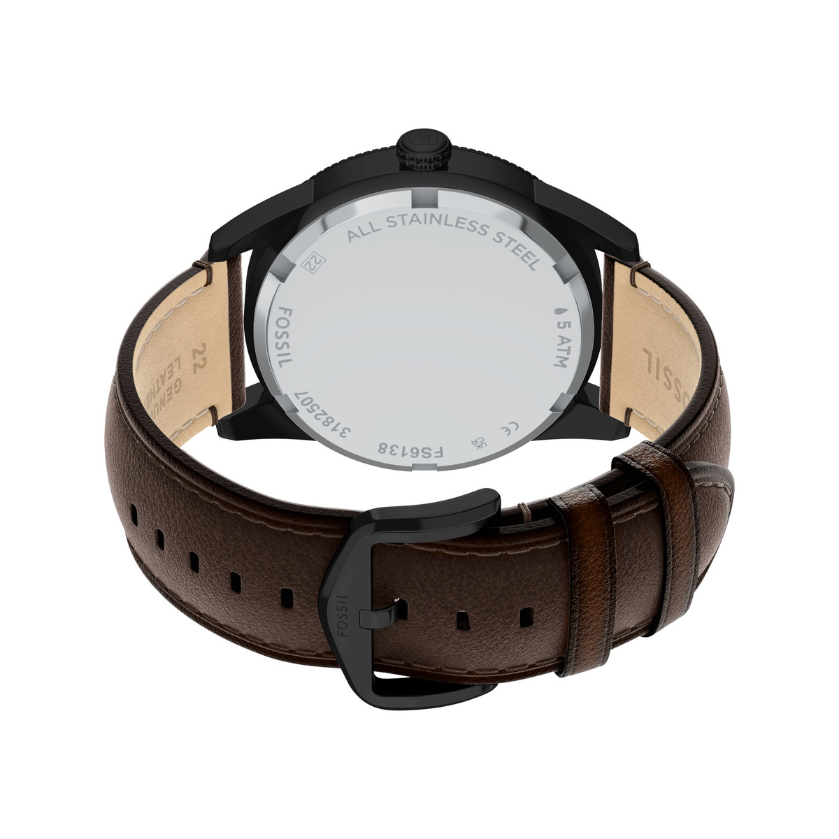 Montre FOSSIL pearson homme bracelet cuir marron - vue D3