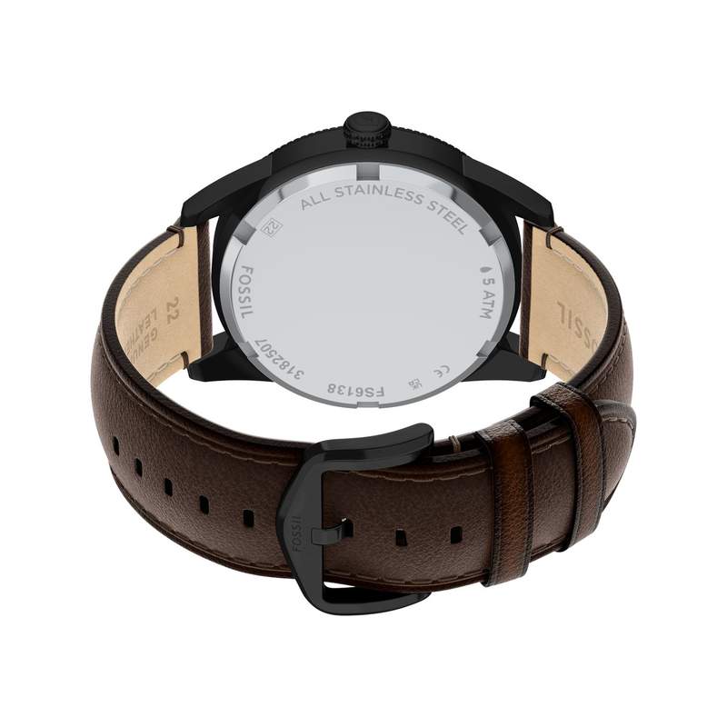 Montre FOSSIL pearson homme bracelet cuir marron - vue D3