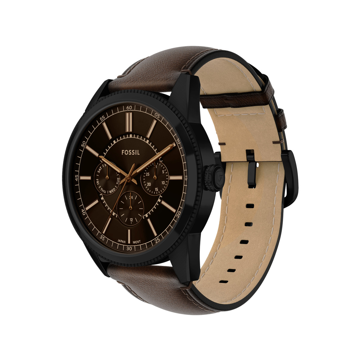 Montre FOSSIL pearson homme bracelet cuir marron - vue D5