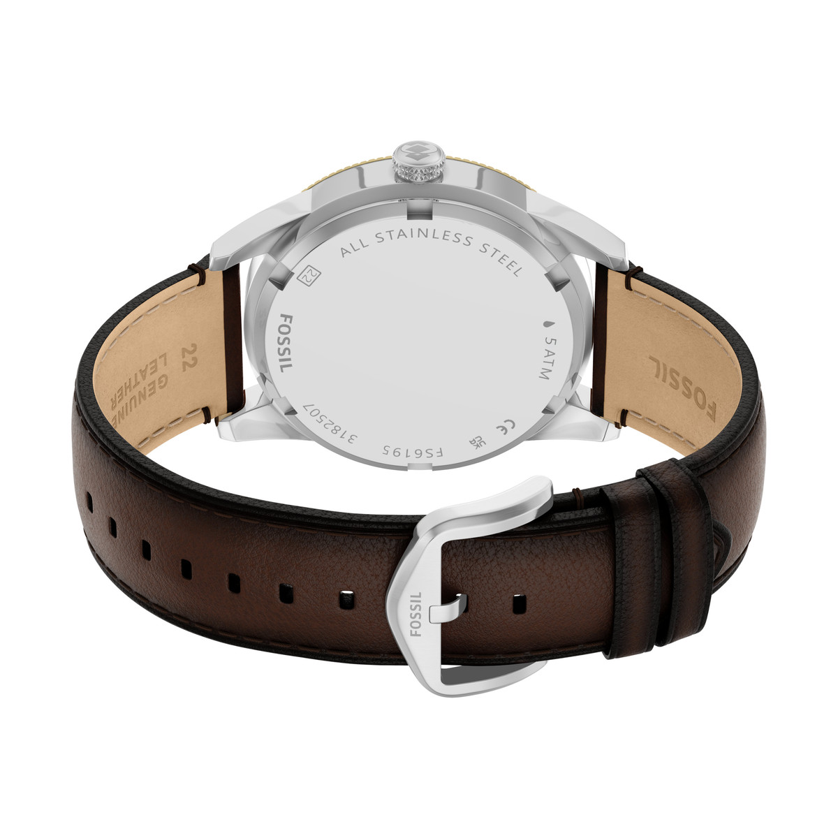 Montre FOSSIL pearson homme bracelet cuir marron - vue D3