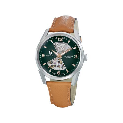 Montre LIP LIP himalaya 40 sablier LIP homme automatique bracelet cuir marron clair