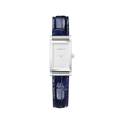 Bracelet HERBELIN Antarès femme cuir simple bleu croco laqué - vue 1