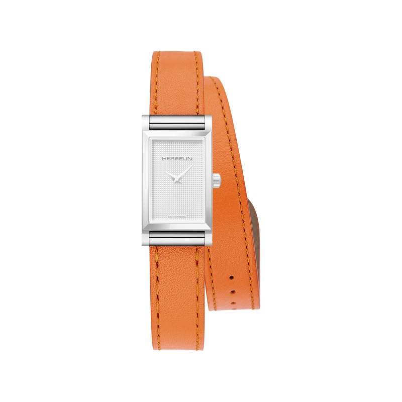 Bracelet HERBELIN Antarès femme cuir double tour orange - vue 1