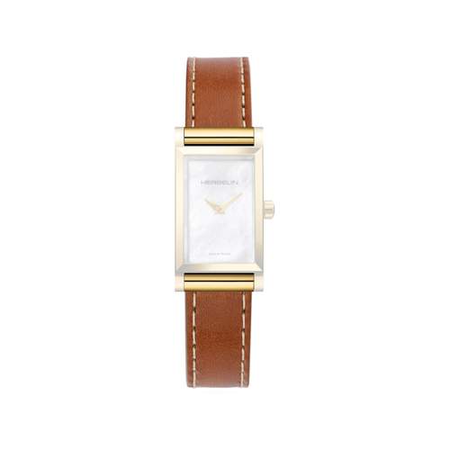 Bracelet HERBELIN Antarès acier doré femme cuir simple caramel