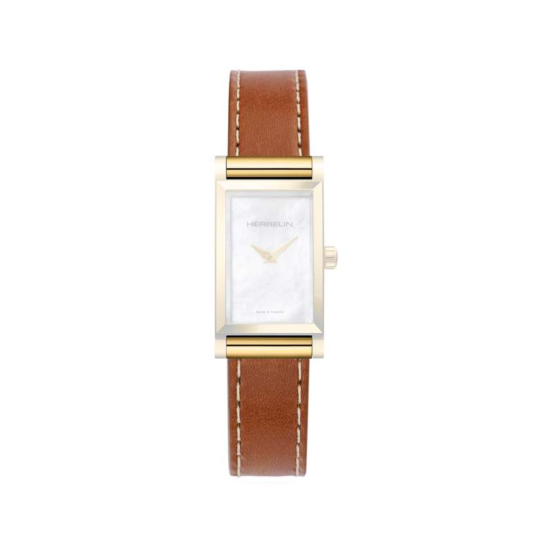 HERBELIN Antarès Women's Gold-Toned Steel Watch with Plain Caramel Leather Strap - View 1