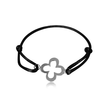 Silver and silk bracelet