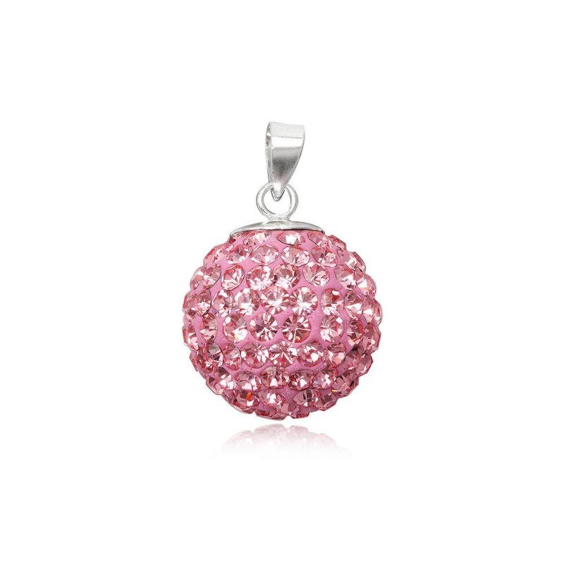 Pendentif shamballa rose - Diamètre 1,2cm