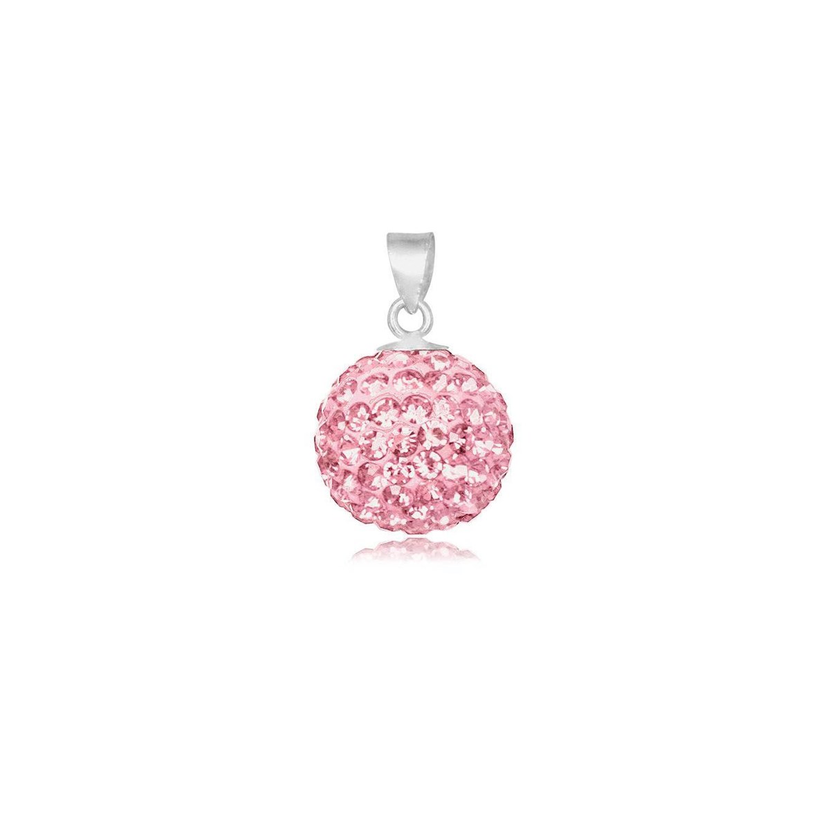 Pendentif shamballa rose clair - Diamètre 1,4cm