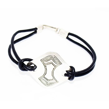 Bracelet cuir et plaque forme losange