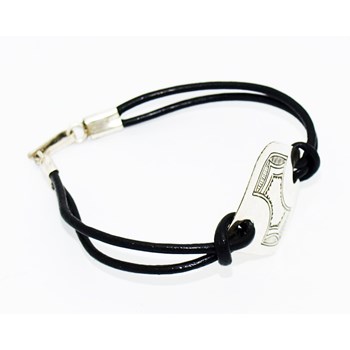 Bracelet cuir et plaque forme losange
