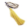 Collier pompon long beige et violet - vue V3