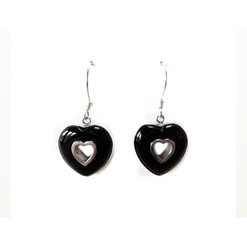 Boucles d'oreille en agate noire - vue 2