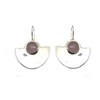 Boucles d'oreille argent brossé & quartz - vue V1