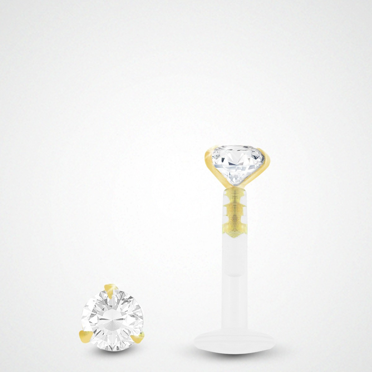 Piercing labret diamant 0,03 carats en or jaune