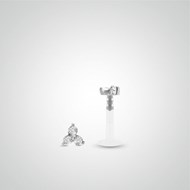 Piercing helix et tragus or blanc avec trois oxydes de zirconium