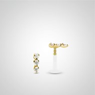 Piercing hélix or jaune avec trois oxydes zirconium blancs 2 mm