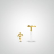 Piercing helix et tragus croix or jaune
