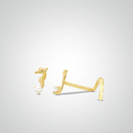 Piercing de nez hippocampe or jaune barre en U