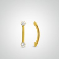 Piercing d'arcade or jaune deux zircons
