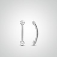 Piercing d'arcade or blanc deux zircons