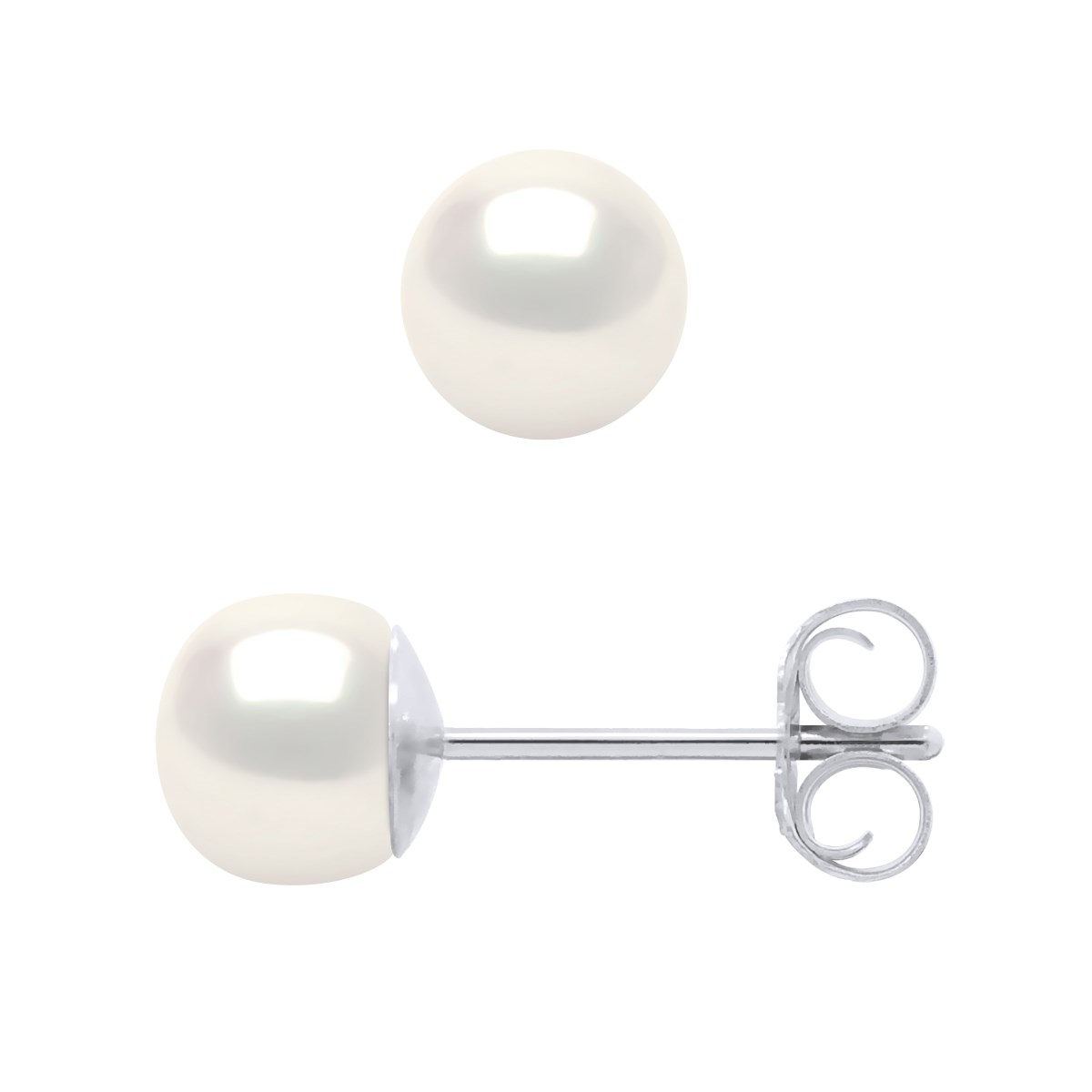 Boucles d'Oreilles Perles d'Eau Douce 5-6 mm Blanches Argent 925