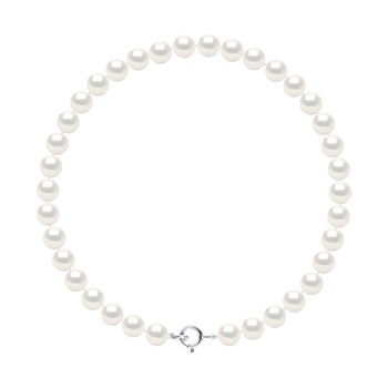 Bracelet Rang de Perles d'Eau Douce Rondes 5-6 mm Blanches Argent 925