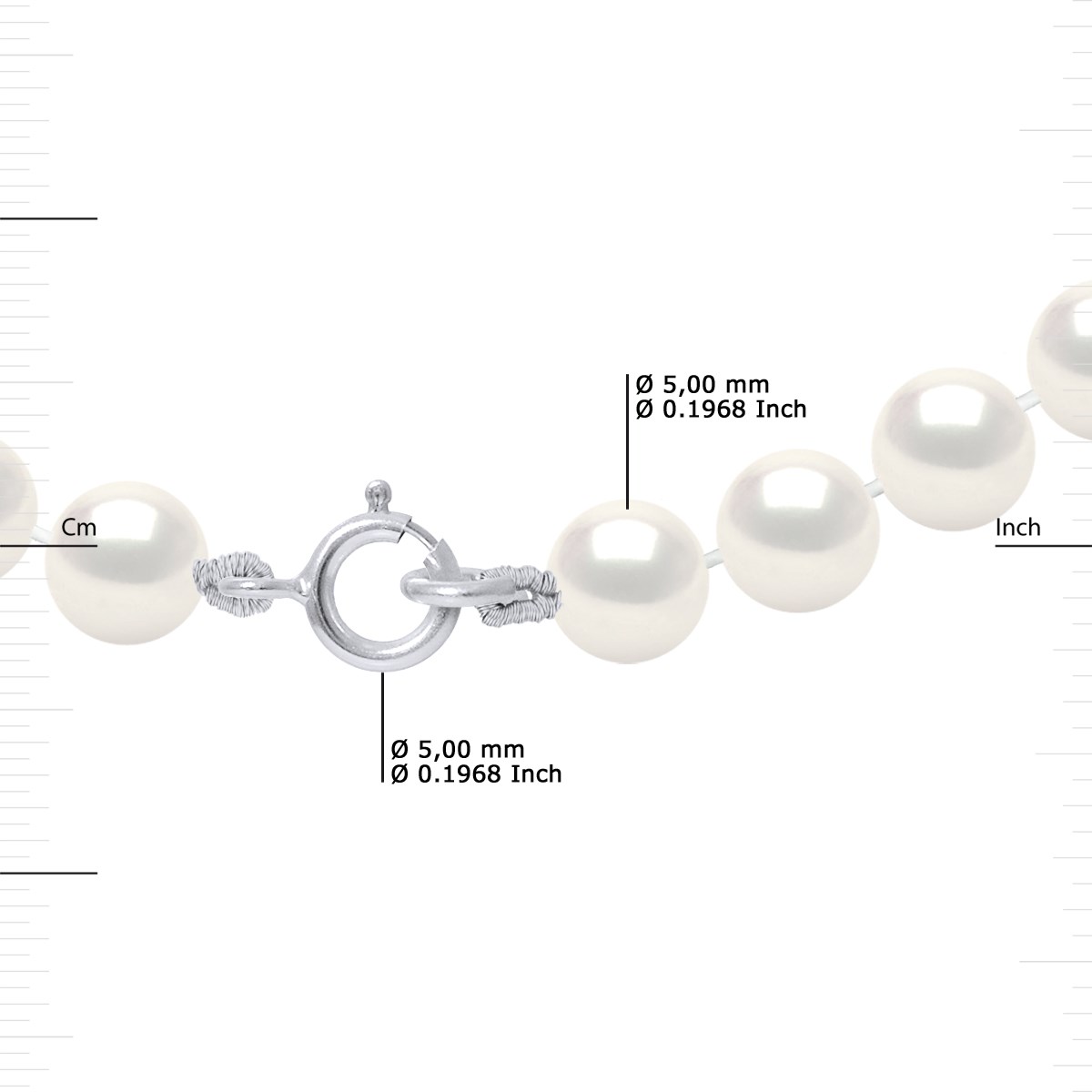 Collier Rang de Perles d'Eau Douce Blanches 5-6 mm Fermoir Argent 925 - vue 3