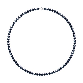 Collier Rang de Perles d'Eau Douce Noires 5-6 mm Fermoir Argent 925