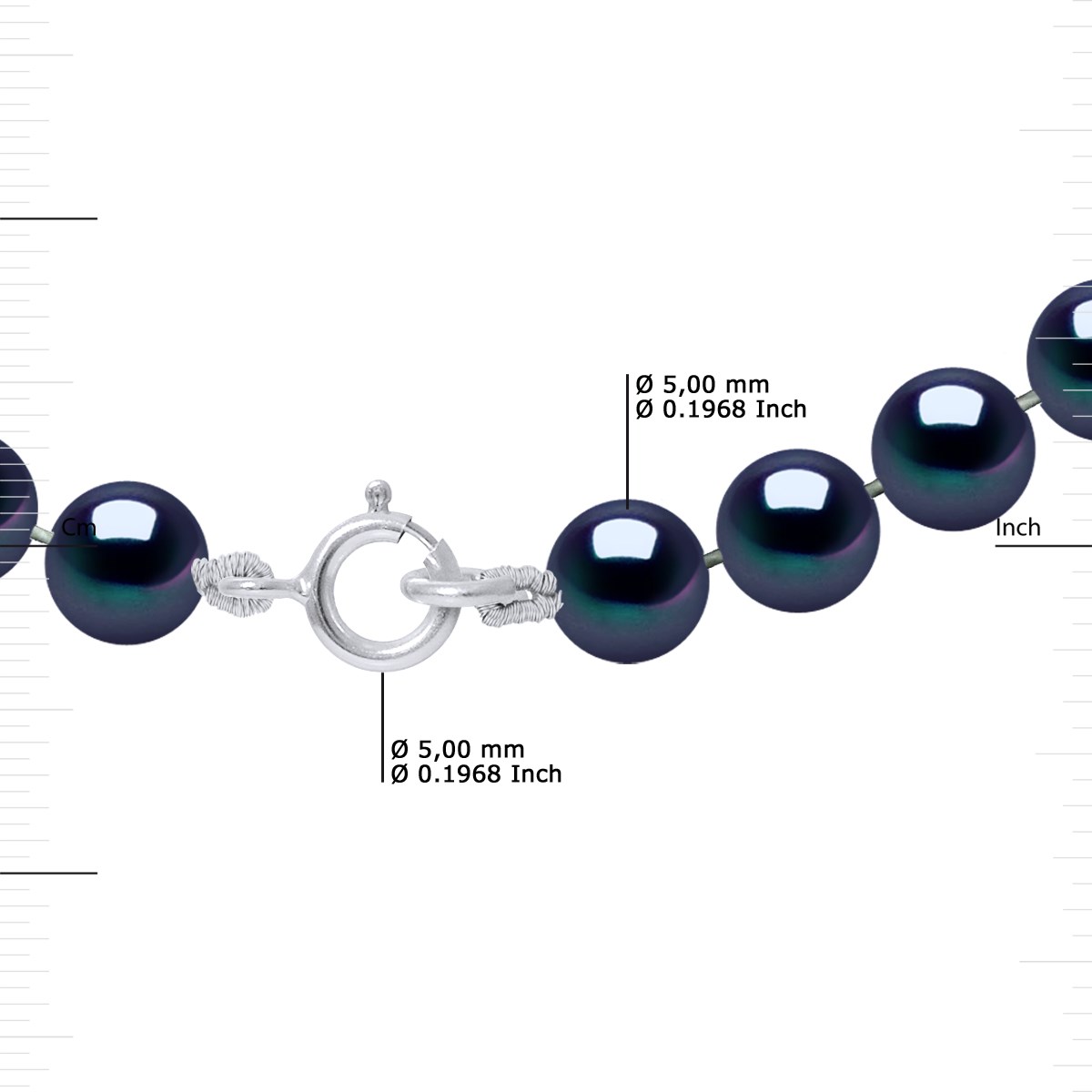 Collier Rang de Perles d'Eau Douce Noires 5-6 mm Fermoir Argent 925 - vue 3