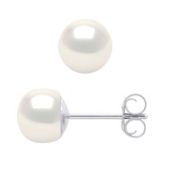 Boucles d'Oreilles Perles d'Eau Douce 6-7 mm Blanches Argent 925