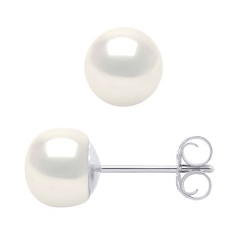 Boucles d'Oreilles Perles d'Eau Douce 6-7 mm Blanches Argent 925