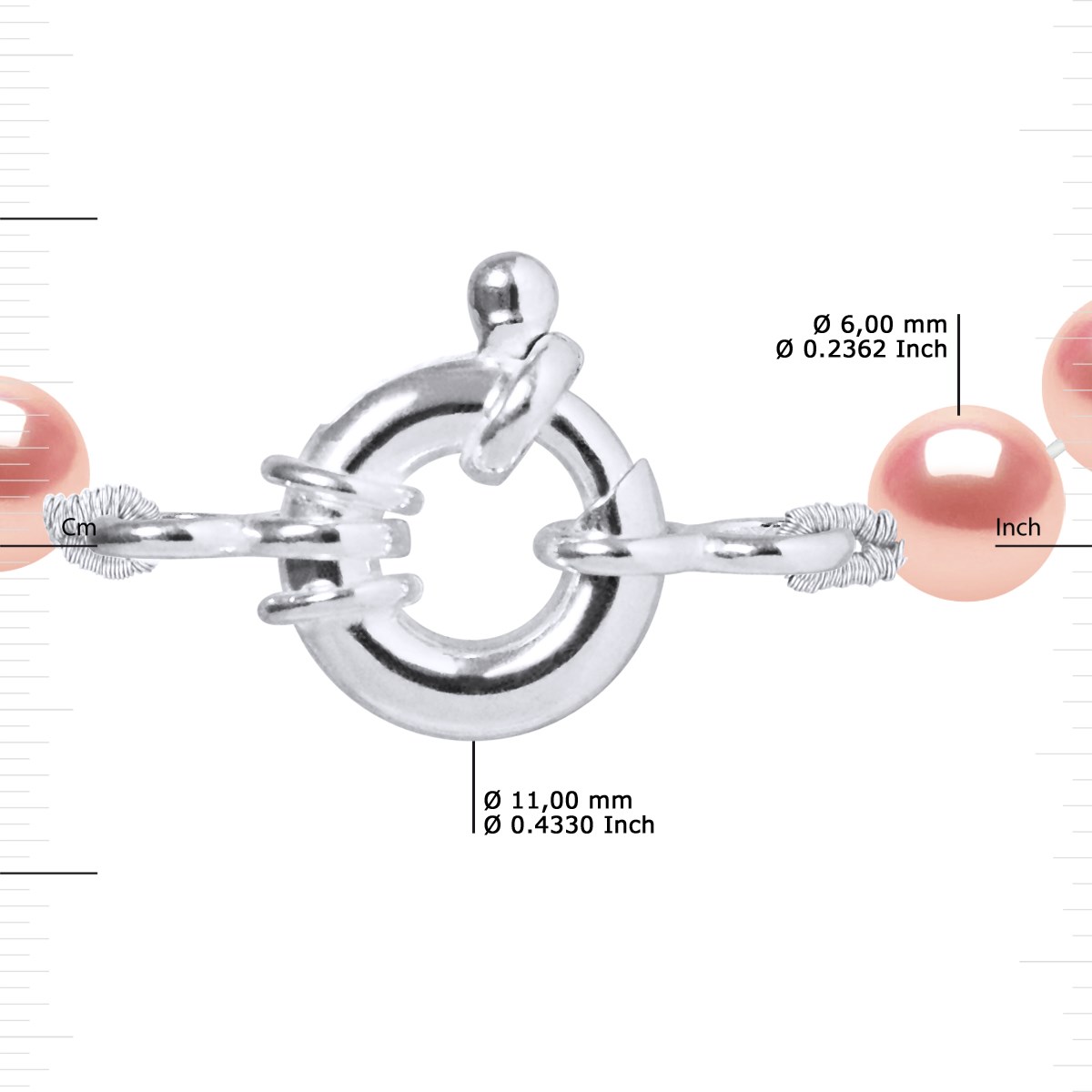 Bracelet Rang de Perles d'Eau Douce Rondes 6-7 mm Rose Naturel Prestige Argent 925 - vue 3