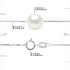 Collier Perle d'Eau Douce Ronde 8-9 mm Blanche Chaîne Forçat Argent 925 - vue V3