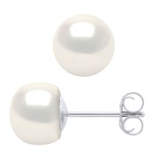 Boucles d'Oreilles Perles d'Eau Douce 7-8 mm Blanches Argent 925