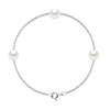 Bracelet TRIO Perles d'Eau Douce Rondes 8-9 mm Blanches Argent 925 - vue V1