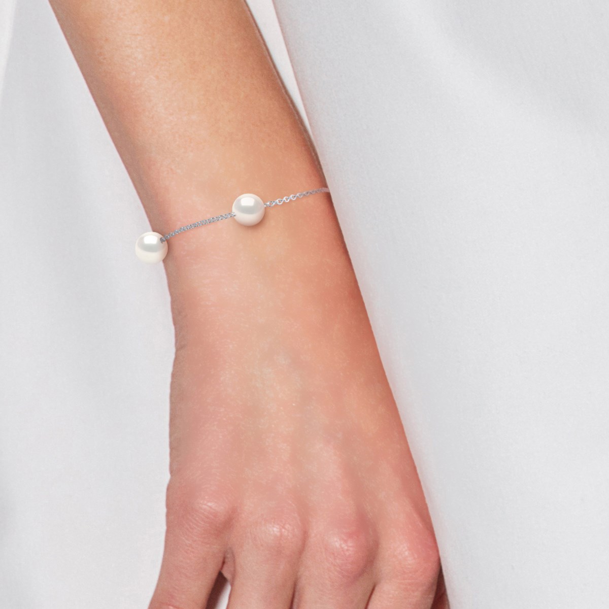 Bracelet TRIO Perles d'Eau Douce Rondes 8-9 mm Blanches Argent 925 - vue 2