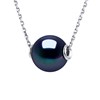 Collier Perle d'Eau Douce Ronde 10-11 mm Noire Chaîne Forçat Prestige Argent 925 - vue V1