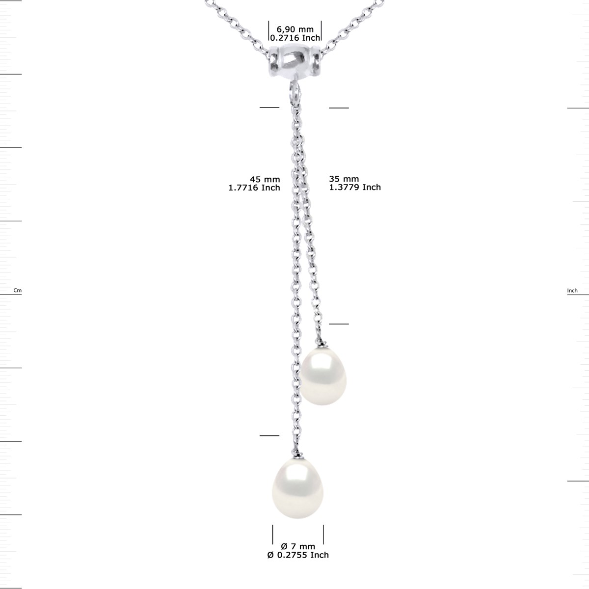 Collier Perle d'Eau Douce Ronde 8-9 mm Noire Chaîne Forçat Argent 925 - vue 3