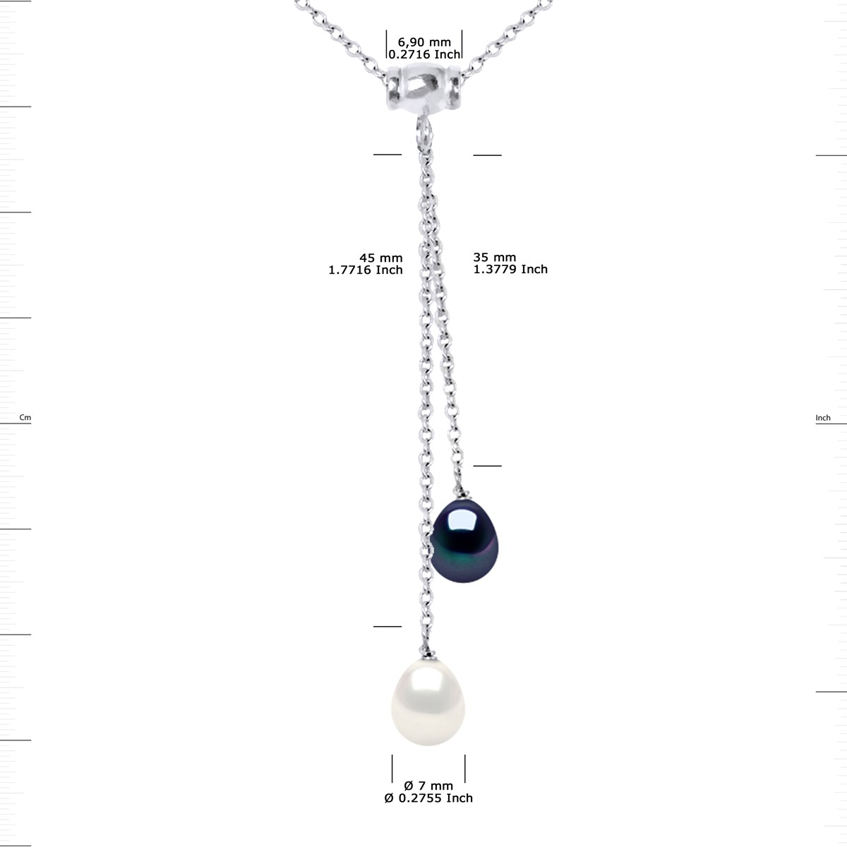 Collier Perle d'Eau Douce Ronde 8-9 mm Blanche Chaîne Forçat Argent 925 - vue 3