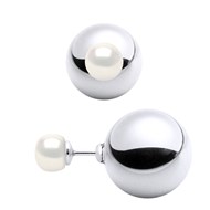 Boucles d'Oreilles RECTO VERSO Perles d'Eau Douce Blanches 6-7 mm Argent 925