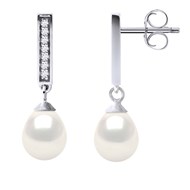 Boucles d'Oreilles Joailerie Perles d'Eau Douce Blanches Poires 6-7 mm Argent 925