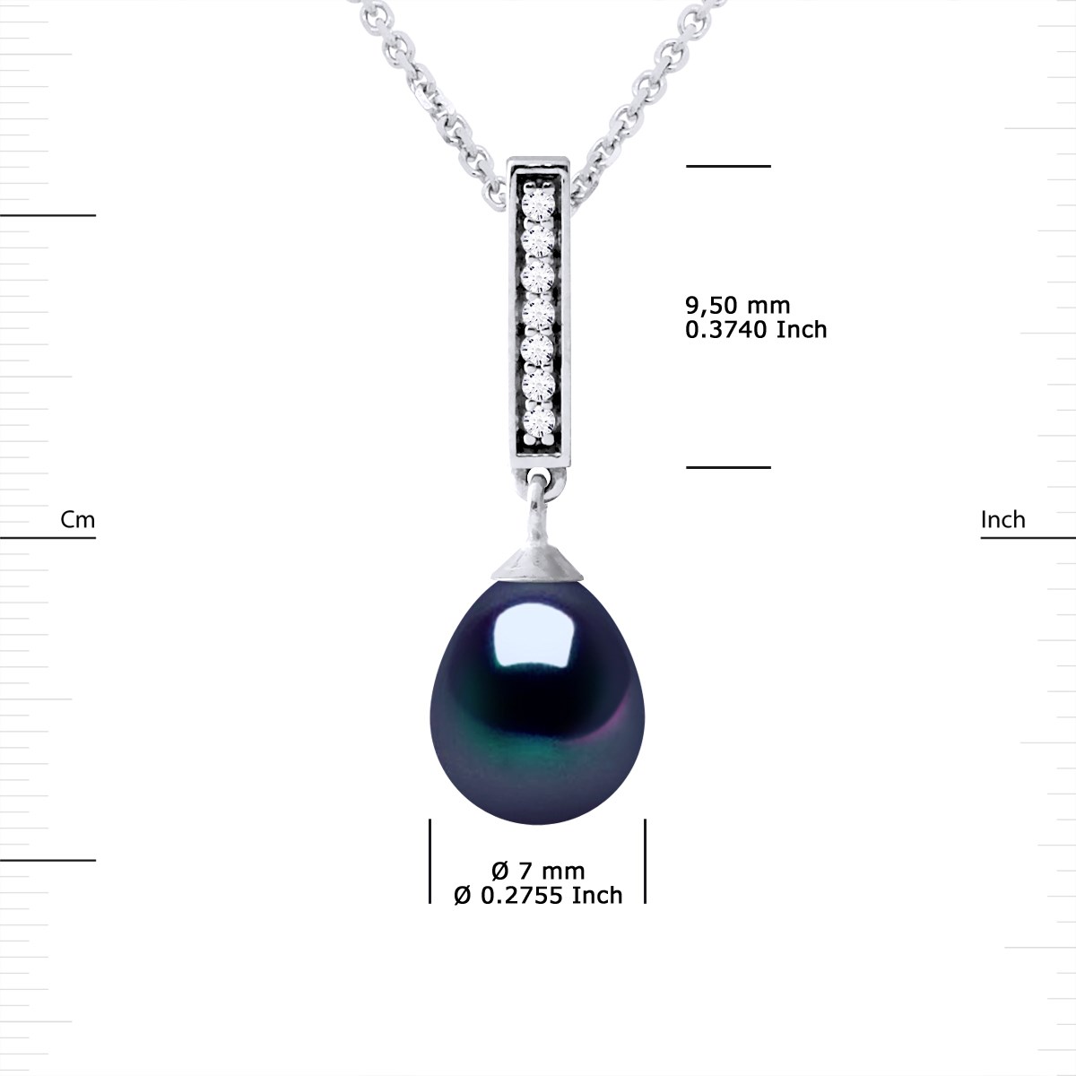 Collier Rang de Perles d'Eau Douce Noires 5-6 mm Fermoir Argent 925 - vue 3