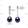 Boucles d'Oreilles Joailerie Perles d'Eau Douce Noires Poires 6-7 mm Argent 925 - vue V3