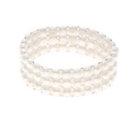 Bracelet Manchette 3 Rangs Perles d'Eau Douce Blanches Argent 925