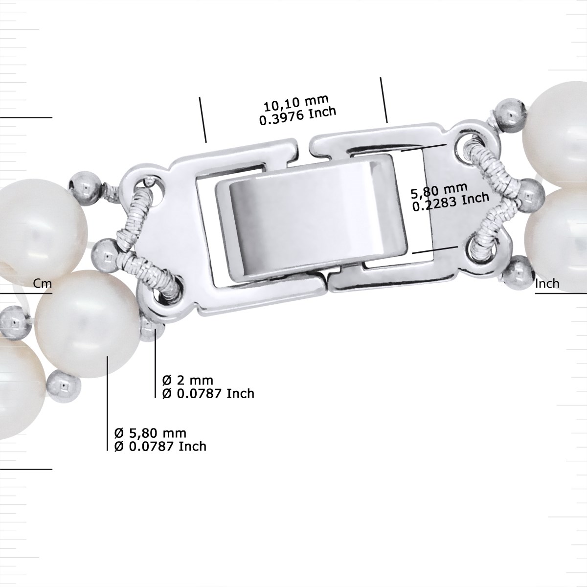 Collier 2 Rangs Perles d'Eau Douce 3-4 mm Blanches - vue 3