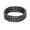 Bracelet Manchette 3 Rangs Perles d'Eau Douce Noires Argent 925 - vue V1