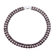 Collier 2 Rangs Véritables Perles de Culture d'Eau Douce 3-4 mm Noires